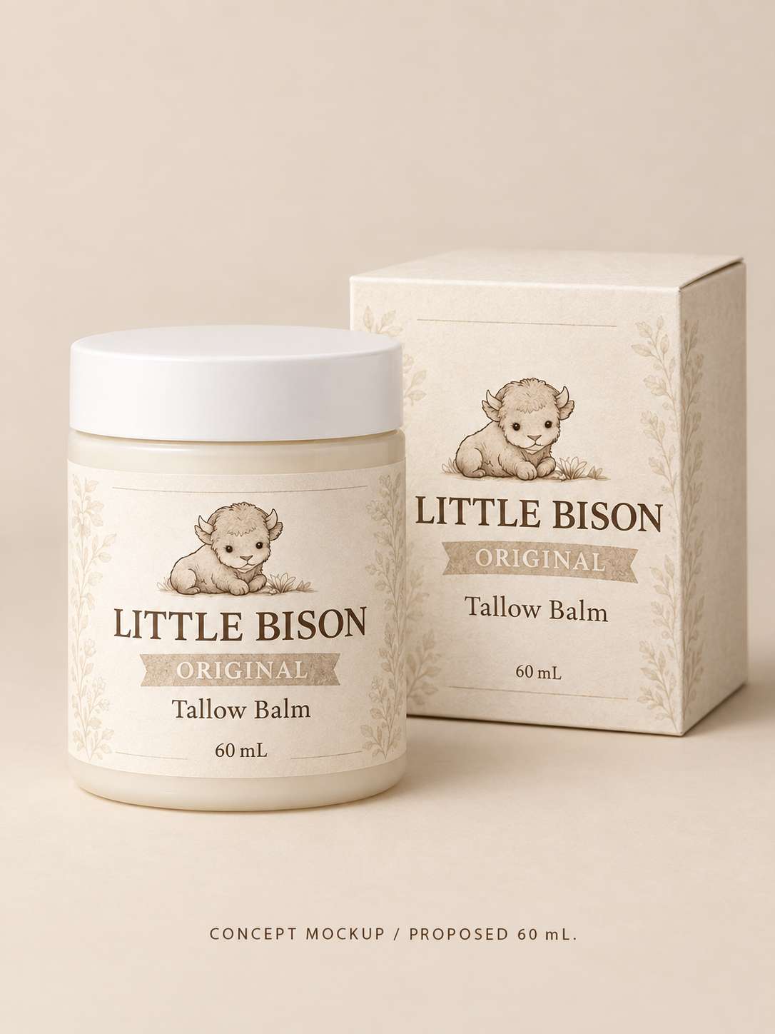Little Bison Original concept mockup; proposed 60 mL pack, final formula and label approval pending