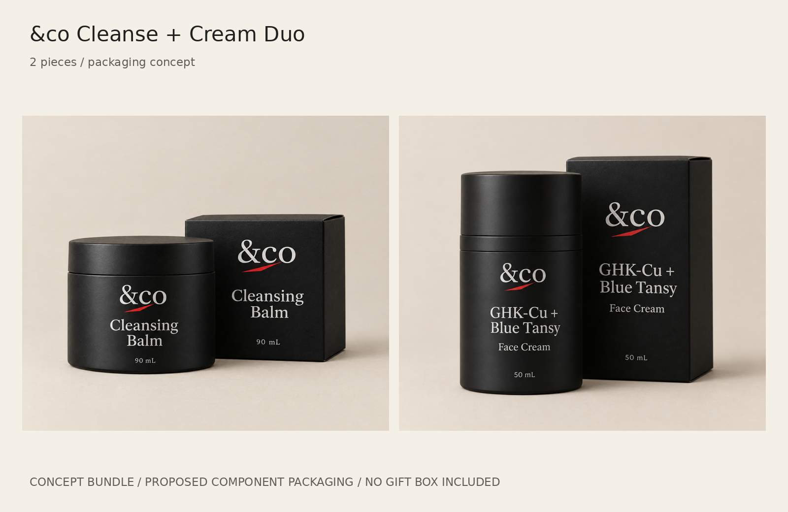 &co Cleanse + Cream Duo concept bundle; proposed component packaging